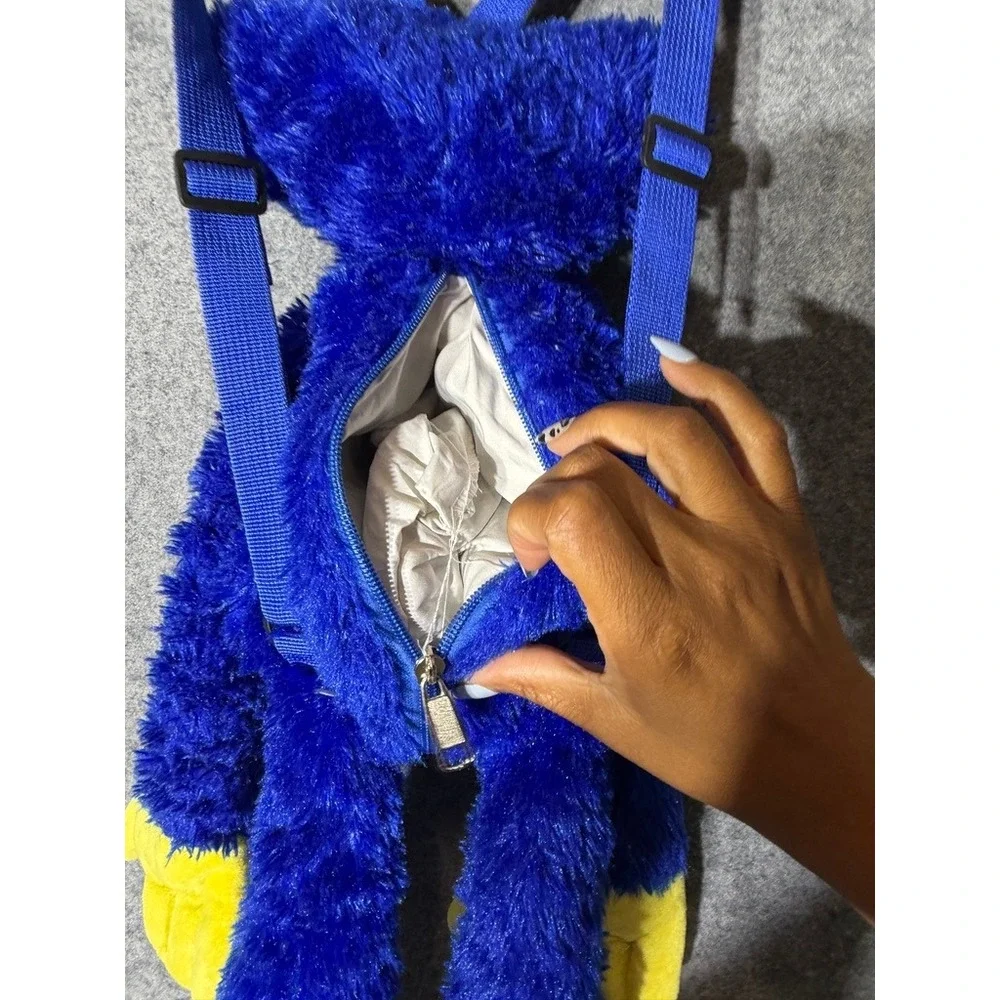 Poppy Playtime Huggy Wuggy Blue Plush Backpack Novelty Monster Bag 20 Inch